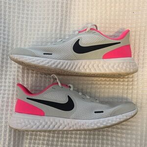 Nike White and Neon Pink Running Shoes